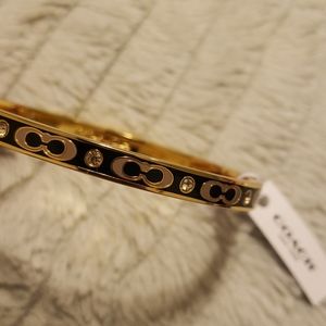Black & gold plated Coach bangle bracelet